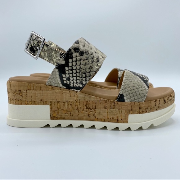 Steve Madden Gold Snake Brenda Wedge Sandal - Picture 8 of 15